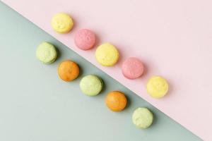 Top View Colorful Mini Macaron Background photo