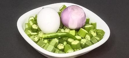 Egg Bhindi Called Okra with Egg, Egg Bhindi a Tasty Dish in India, Egg Bhindi Fry photo