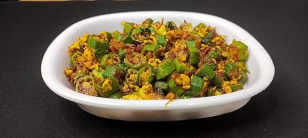 Egg Bhindi Called Okra with Egg, Egg Bhindi a Tasty Dish in India, Egg Bhindi Fry photo