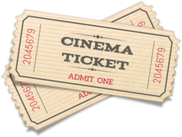 Crossed pair retro cinema tickets png