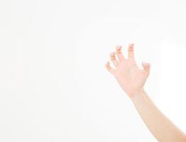 scratching hand isolated on white background. Copy space photo