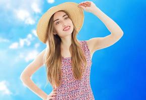 Woman in hat at the vacation summer concept isolation photo