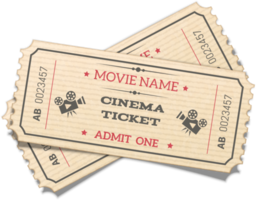 Crossed pair retro cinema tickets png