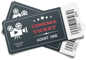 Pair of  black movie tickets png