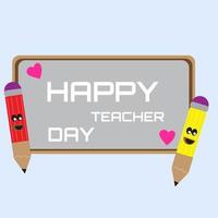 teacher's day team with pencil and blackboard icon vector