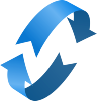 ícone azul do sinal de rotação 3d png