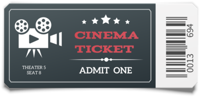 billet de cinéma noir moderne png