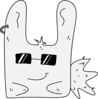 Doodle cartoon cool fashion rabbit png