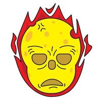 burning cheese skull head cartoon vector