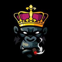 King of kong smoking mascot logo design illustration vector