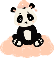 schattig panda in slaapmutsje Aan wolk png