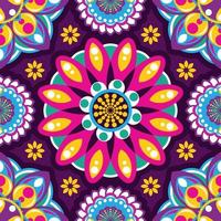 colorido rangoli flores sin fisuras de fondo vector