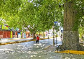 Playa del Carmen Quintana Roo Mexico 2022 Typical street road and cityscape of Playa del Carmen Mexico. photo