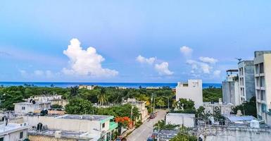 Cityscape caribbean ocean and beach panorama view Playa del Carmen. photo