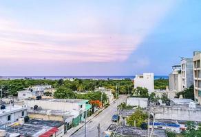 Cityscape caribbean ocean and beach panorama view Playa del Carmen. photo