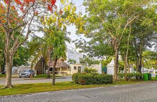 Playa del Carmen Quintana Roo Mexico 2022 Typical street road and cityscape of Playa del Carmen Mexico. photo