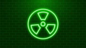 sinal de ícone de radiação verde brilhante. símbolo tóxico radioativo. sinal de perigo de radiação. gráficos em movimento video
