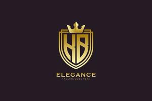 initial KB elegant luxury monogram logo or badge template with scrolls and royal crown - perfect for luxurious branding projects vector