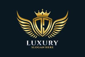 Luxury royal wing Letter OJ crest Gold color Logo vector, Victory logo, crest logo, wing logo, vector logo template.