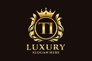 Initial TI Letter Royal Luxury Logo template in vector art for luxurious branding projects and other vector illustration.