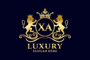 Initial XA Letter Lion Royal Luxury Logo template in vector art for luxurious branding projects and other vector illustration.