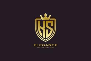 initial KS elegant luxury monogram logo or badge template with scrolls and royal crown - perfect for luxurious branding projects vector