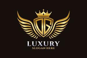 Luxury royal wing Letter OG crest Gold color Logo vector, Victory logo, crest logo, wing logo, vector logo template.