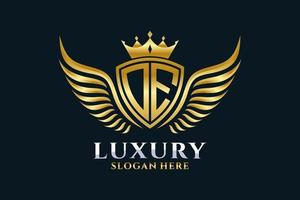 Luxury royal wing Letter OE crest Gold color Logo vector, Victory logo, crest logo, wing logo, vector logo template.