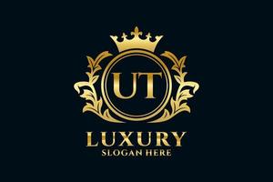 Initial UT Letter Royal Luxury Logo template in vector art for luxurious branding projects and other vector illustration.