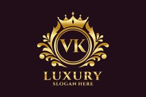 Initial VK Letter Royal Luxury Logo template in vector art for luxurious branding projects and other vector illustration.