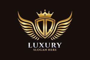 Luxury royal wing Letter OQ crest Gold color Logo vector, Victory logo, crest logo, wing logo, vector logo template.