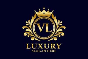 Initial VL Letter Royal Luxury Logo template in vector art for luxurious branding projects and other vector illustration.