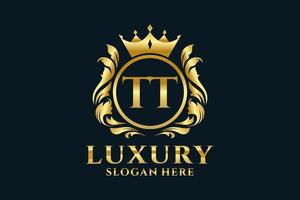 Initial TT Letter Royal Luxury Logo template in vector art for luxurious branding projects and other vector illustration.