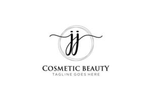 initial JJ Feminine logo beauty monogram and elegant logo design, handwriting logo of initial signature, wedding, fashion, floral and botanical with creative template. vector