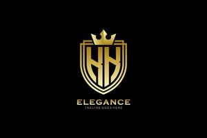 initial KK elegant luxury monogram logo or badge template with scrolls and royal crown - perfect for luxurious branding projects vector