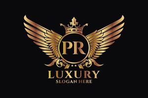 Luxury royal wing Letter PR crest Gold color Logo vector, Victory logo, crest logo, wing logo, vector logo template.