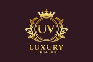 Initial UV Letter Royal Luxury Logo template in vector art for luxurious branding projects and other vector illustration.