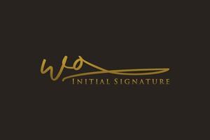 plantilla de logotipo de firma de carta inicial wo logotipo de diseño elegante. ilustración de vector de letras de caligrafía dibujada a mano.