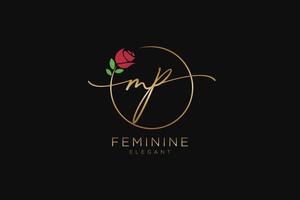 initial MP Feminine logo beauty monogram and elegant logo design, handwriting logo of initial signature, wedding, fashion, floral and botanical with creative template. vector