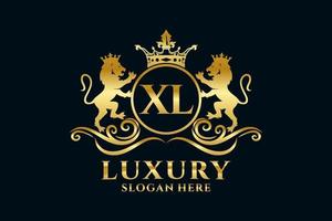 Initial XL Letter Lion Royal Luxury Logo template in vector art for luxurious branding projects and other vector illustration.