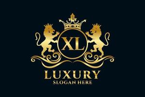 Initial XL Letter Lion Royal Luxury Logo template in vector art for luxurious branding projects and other vector illustration.