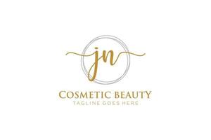 initial JN Feminine logo beauty monogram and elegant logo design, handwriting logo of initial signature, wedding, fashion, floral and botanical with creative template. vector