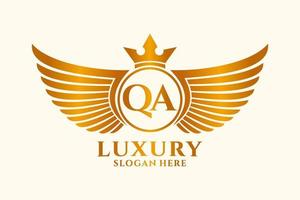 Luxury royal wing Letter QA crest Gold color Logo vector, Victory logo, crest logo, wing logo, vector logo template.