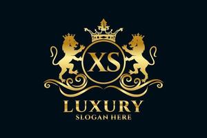 Initial XS Letter Lion Royal Luxury Logo template in vector art for luxurious branding projects and other vector illustration.