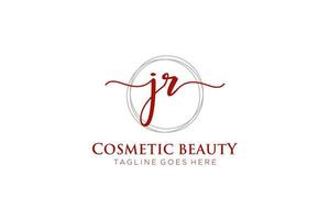 initial JR Feminine logo beauty monogram and elegant logo design, handwriting logo of initial signature, wedding, fashion, floral and botanical with creative template. vector