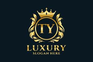 Initial TY Letter Royal Luxury Logo template in vector art for luxurious branding projects and other vector illustration.