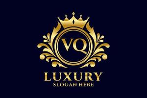 Initial VQ Letter Royal Luxury Logo template in vector art for luxurious branding projects and other vector illustration.