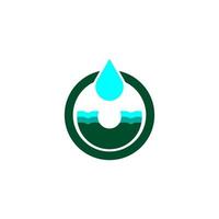 gotas de agua que caen en el mar y el logotipo del icono de la tierra verde vector