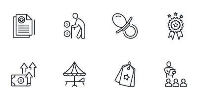 conjunto de iconos de beneficios para empleados. elementos de vector de símbolo de paquete de beneficios para empleados para web de infografía