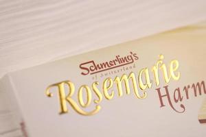 KHARKIV, UKRAINE - NOVEMBER 3, 2021 Schmerling's Rosemarie Harmony White Chocolate - Premium Swiss White Chocolate Bar Praline Filled and All Natural Gluten and GMO Free, Kosher photo